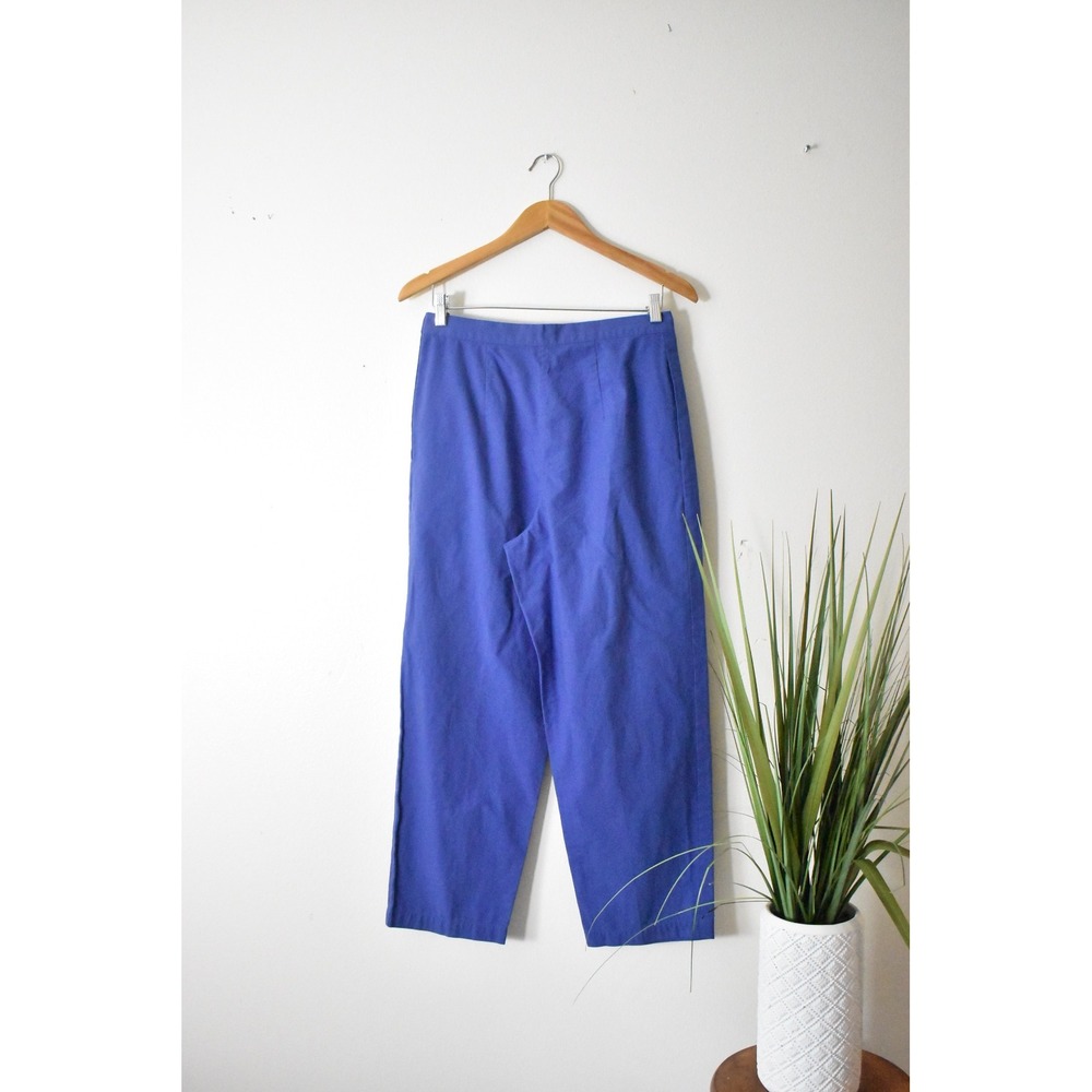 Handmade Trousers Women 30 Waist Periwinkle Blue 80s Pleated High Rise Tapered - Picture 5 of 8